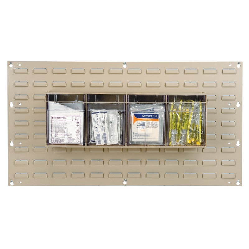 Akro-Mils TiltView Plastic Storage Cabinet with 3 Tilt Out Bins, Horizontal Plastic Parts Organizer, Teacher Toolbox, and Office Supply Organizer, 23-5/8" W x 9-7/16" H x 7-7/8" D, Stone - Image 2